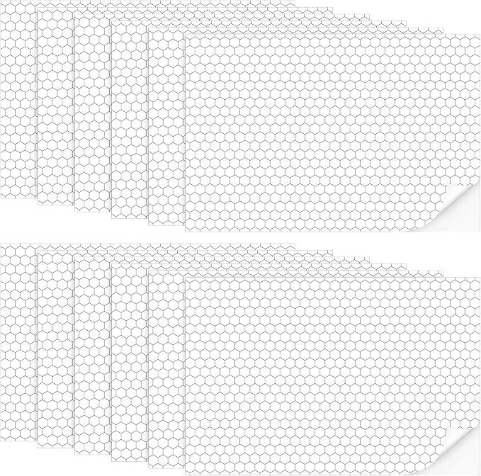 Flutesan 12 Pcs Miniature Dollhouse Wallpaper and Flooring Peel and Stick Mini DIY Self Adhesive Dollhouse Accessories 8.27 x 11.69 Inch (Hexagonal Grid)