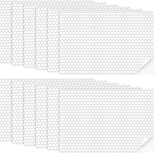 Flutesan 12 Pcs Miniature Dollhouse Wallpaper and Flooring Peel and Stick Mini DIY Self Adhesive Dollhouse Accessories 8.27 x 11.69 Inch (Hexagonal Grid)