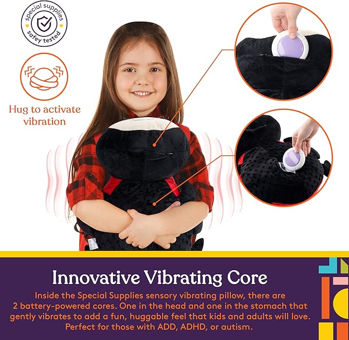 Special Supplies Ladybug Sensory Vibrating Pillow, Pressure Activated for Kids and Adults, Plush Minky Soft with Textured Therapy Stimulation Bumps