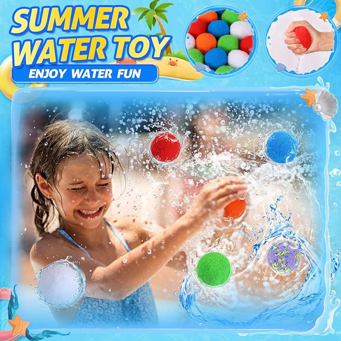 SUPER JOY Reusable Water Balls Water Toys for Kids, 2 PCS Water Balloons Slingshot Launcher 2 PCS Bow Launcher With 24 Colorful Water Balls for Outdoor Toys, Summer Water Bomb Toy for Boys Girls