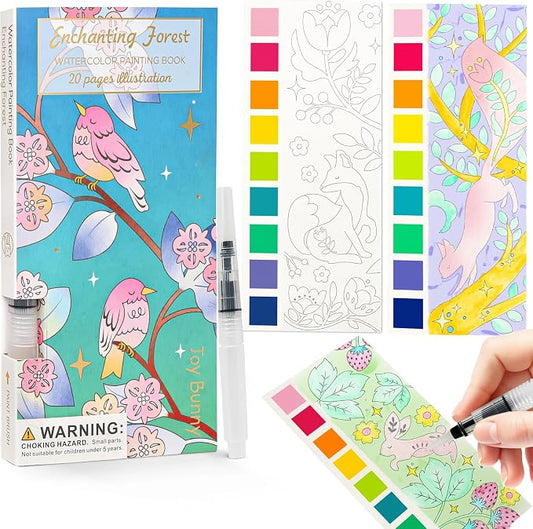 JCREN Watercolor Painting Books, Pocket Watercolor Painting Coloring Kit, Paint with Water Bookmarks Travel Activity Party Favors for Kids Toddlers Gifts for Boys and Girls