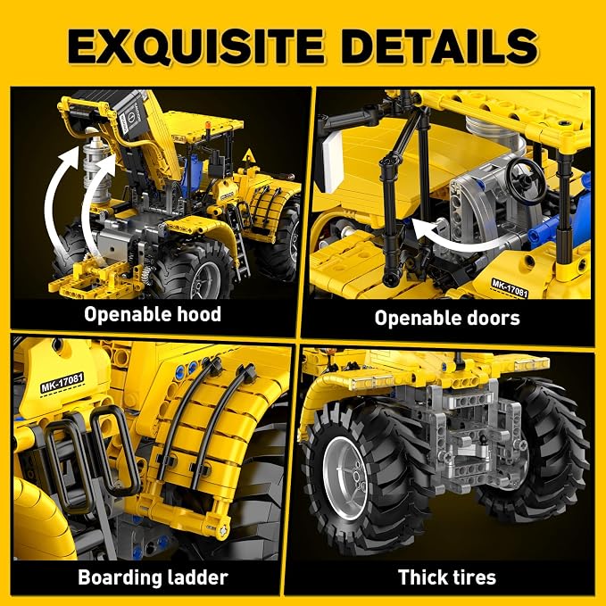 Mould King 17081 RC Technik City Tractor Building Sets, MOC Semi Construction Vehicles Farm Sets for Adults, 1401 Pieces Remote Control Tractor Model Set for Adult/Collections Enthusiasts