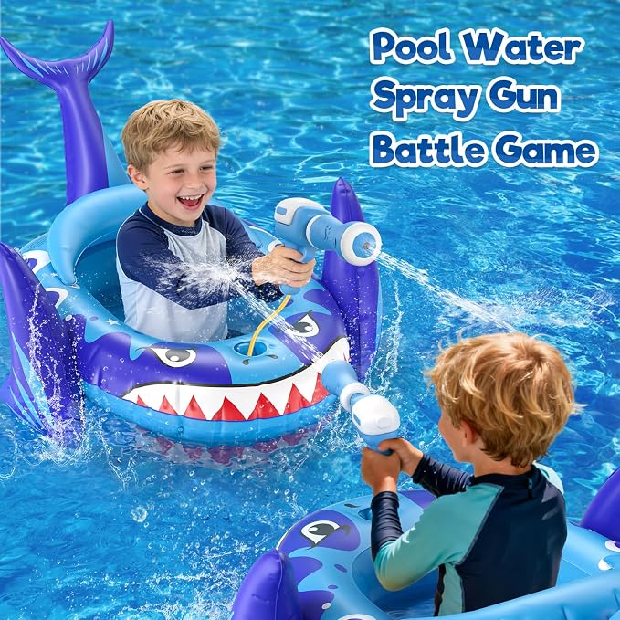 Kids Pool Floats with Water Gun, Toddler Inflatable Pool Toys for Kids Age 3-8 Years Old, Summer Outdoor Water, Beach, Swimming Pool Toys Gift for Boys and Girls