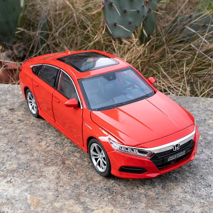 WAKAKAC Toy Car Compatible for 1:24 Accord Car Model, Pull Back Diecast Toy with Sounds＆Lights for Kids Boys Girls and Adults, Gift Red