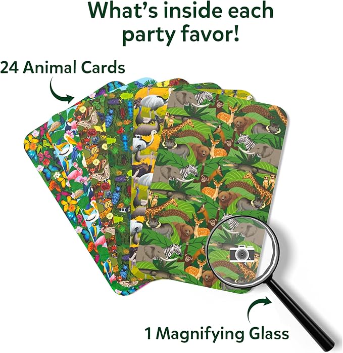 Skillmatics Party Favors (Pack of 15) - Can You Spy Animals Card Set, Search & Find Game for Kids, Goodie Bag Toy & Educational Gift for Girls & Boys Ages 4, 5, 6, 7