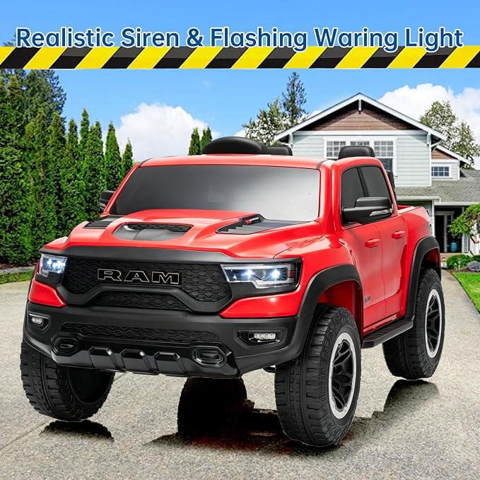 FINITO 4WD Kids 24V 4x4 Kids Ride On 2 Seater Police Truck, Remote Control Ride On Toy Car, Kids' Electric Ride On Truck, Kids' Side by Side Truck for Children Ages 3+, Powered Cars for Kids
