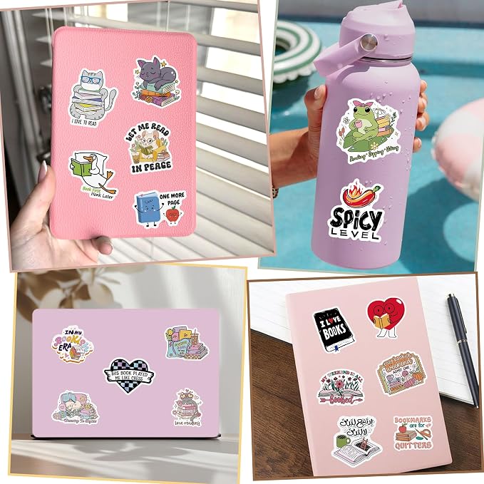 QTL Bookish Stickers for Readers, BookTok Party Supplies, Waterproof Vinyl Stickers for Kindle and Laptop, 80PCS