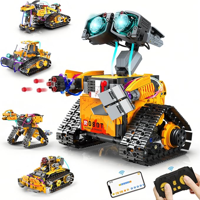 Yerloa 673PCS Robot Toys 5 in 1 Robotics Building Set for Kids Age 8-12, App & Remote Control STEM Toys with LED Lights, Science Kit Birthday Gift for Boys Girls 6 7 8 9 10 11 12 13 14 Year Old