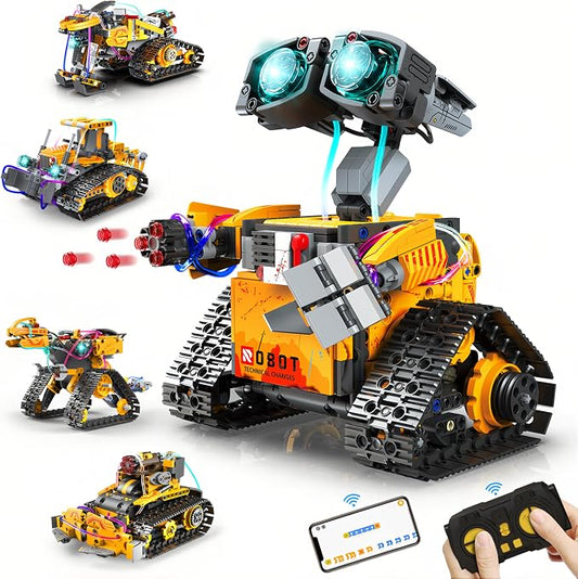 Yerloa 673PCS Robot Toys 5 in 1 Robotics Building Set for Kids Age 8-12, App & Remote Control STEM Toys with LED Lights, Science Kit Birthday Gift for Boys Girls 6 7 8 9 10 11 12 13 14 Year Old