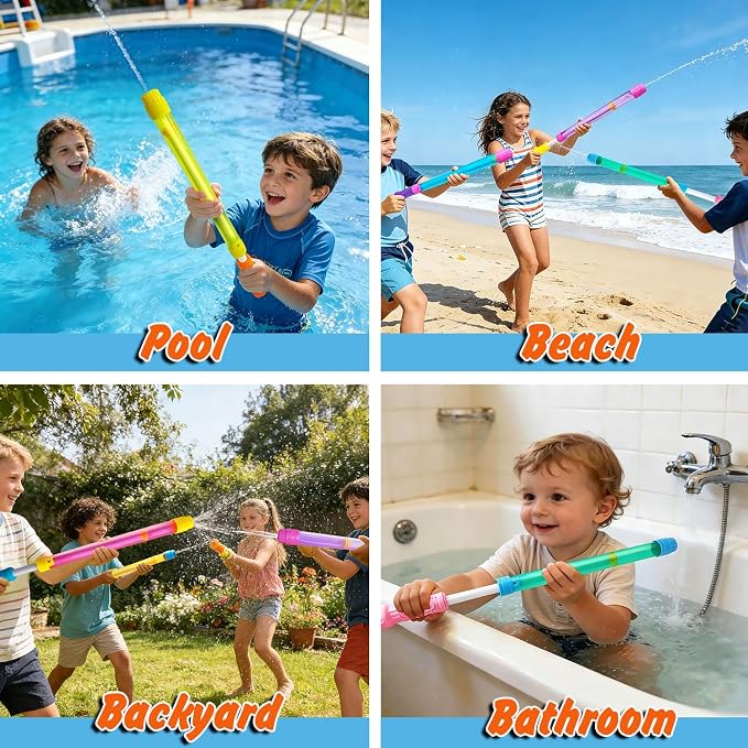 Water Squirt Guns for Kids Adults, 6Pack Powerful Soaker Blaster, Up to 40 FT Long Range, Water Squirter Shooter Pool Toys for Outdoor Summer Fun Beach Party