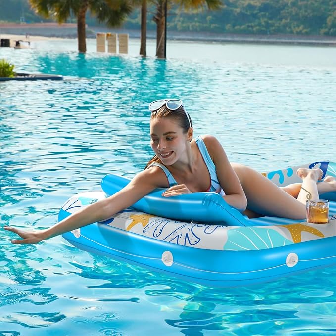 Inflatable Tanning Pool Lounger Float - Jasonwell 4 in 1 Sun Tan Tub Sunbathing Pool Lounge Raft Floatie Toys Water Filled Tanning Bed Mat Pad for Adult Blow Up Kiddie Pool Kids Ball Pit