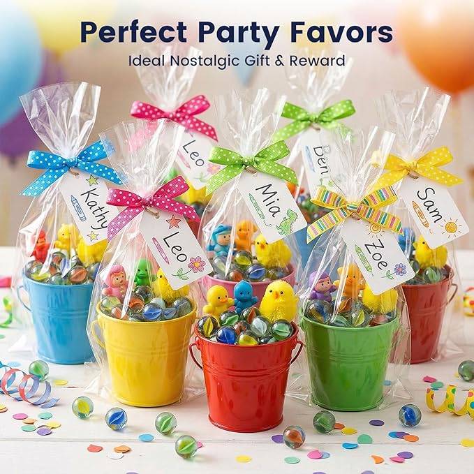 POPLAY Marbles for Kids, 115PCS Cat Eye Glass Marble, Mixed 6 Colors with Gift Box, for Chinese Checkers Board Games, Party Favor Gifts