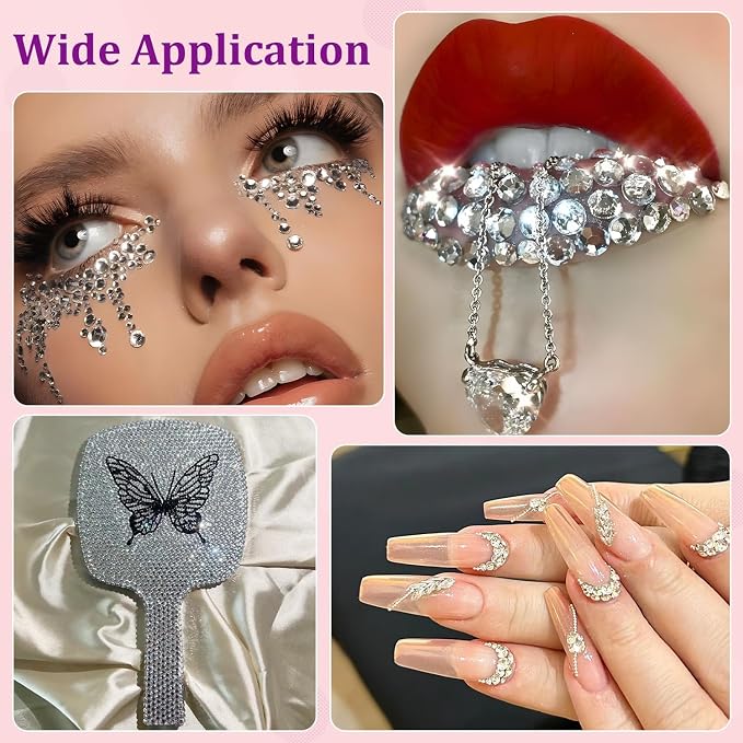 30000Pcs Resin Rhinestones for Bedazzling with Tweezers, Clear Rhinestones for Crafting with 3Pcs 10ml B7000 Jewelry Glue for DIY Crafts Clothing Tumblers Shoes Fabric Nail Art