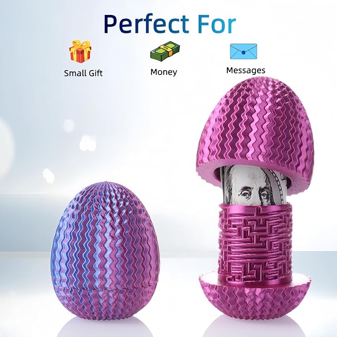 Maze Egg Money Puzzle Box for Kids & Adults, 4 Logic Challenge Brain Teaser Sensory Toy, Hidden Compartment Cash Gift Holder, Birthday Graduation Gifts for Teens, Road Trip Travel Game
