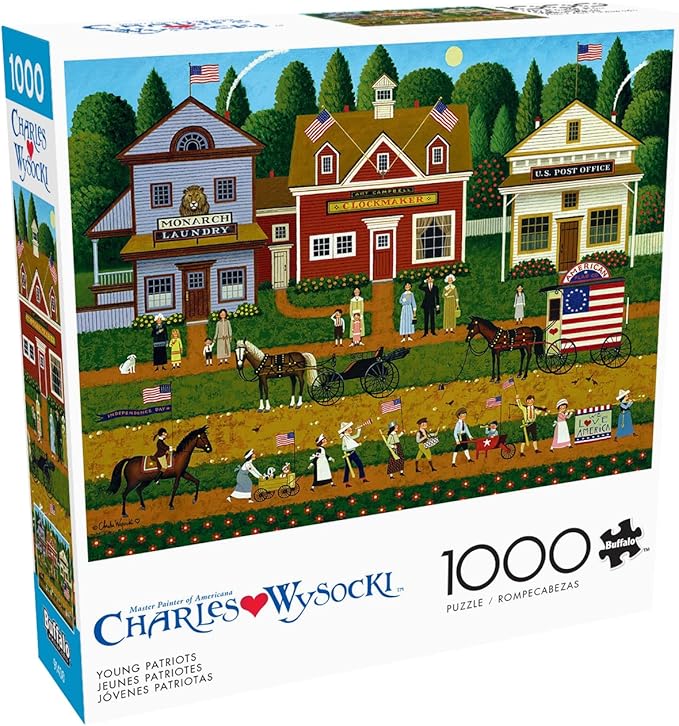 Buffalo Games Charles Wysocki Young Patriots 1000 Piece Jigsaw Puzzle - 26.75 x 19.75 in, Ages 14 & Up - Puzzles for Adults 1000 Pieces - Full-Color Poster - Recycled Board