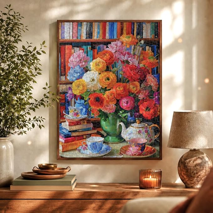Cross & Glory - Ranunculus Rendezvous - 1000 Piece Jigsaw Puzzle for Adults | Colorful Floral Puzzle for Puzzle Lovers and Art Enthusiasts