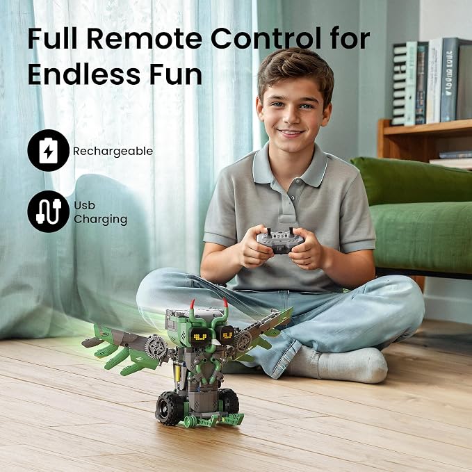 Sillbird Robot Car Building Kit with Remote Control for Boys Ages 8-14, STEM Coding Robotics Toy Birthday Gifts for Kids, Buildable 5in1 Models with 727 Pieces
