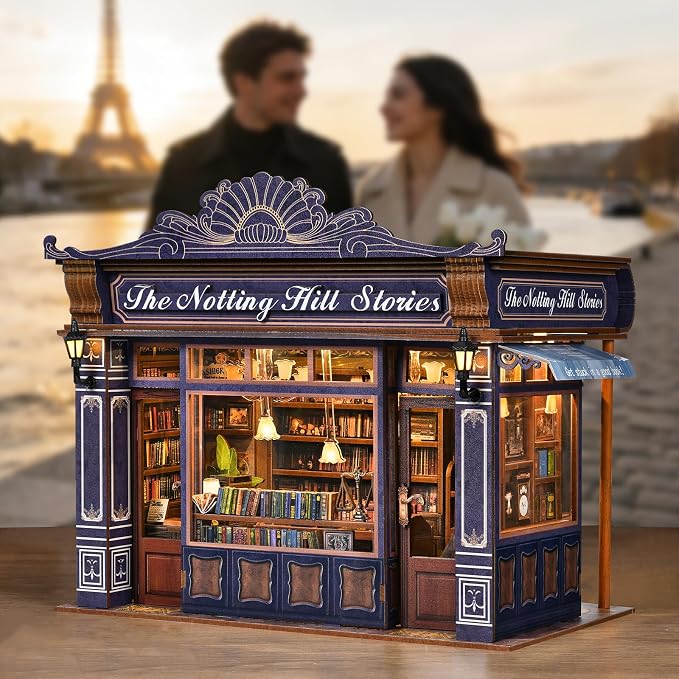 TOYQI Book Nook Kit, DIY Miniature Dollhouse Kit for Adults and Teens | Booknook Tiny House Kit Bookshelf Decoration 3D Wooden Puzzle Bookend