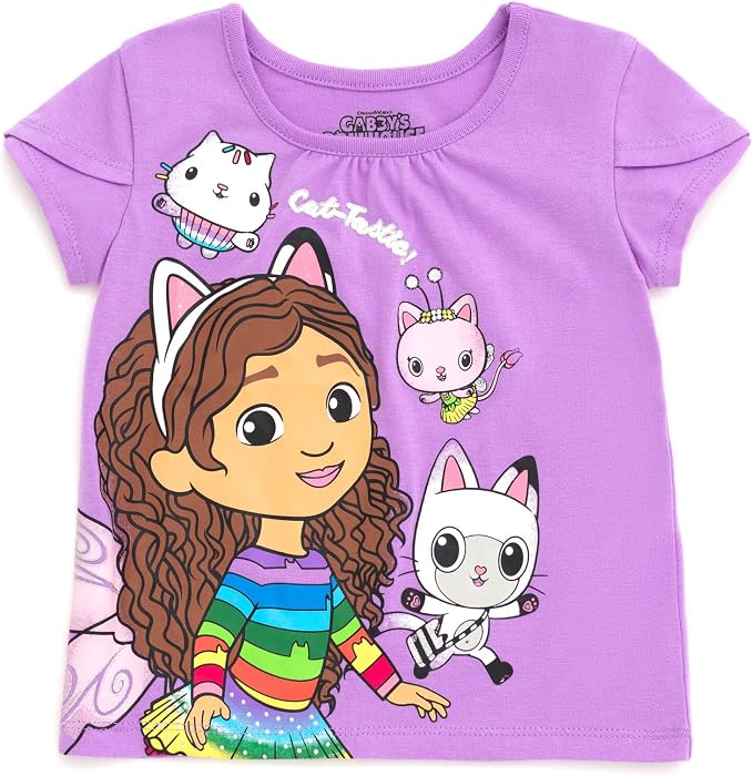 DREAMWORKS GABBY'S DOLLHOUSE Girls' T-Shirt and Tutu Skirt Set with Scrunchie Toddler to Big Kid