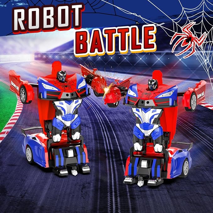 Remote Control Car, One-Button Transform Toys Car, 2.4GHz RC Cars 1:18 Scale, 360 Degree Rotation Police Car Toy Transforming into Robot Toy for Boys Girl Kids 4-7 8-12 6-8, Birthday