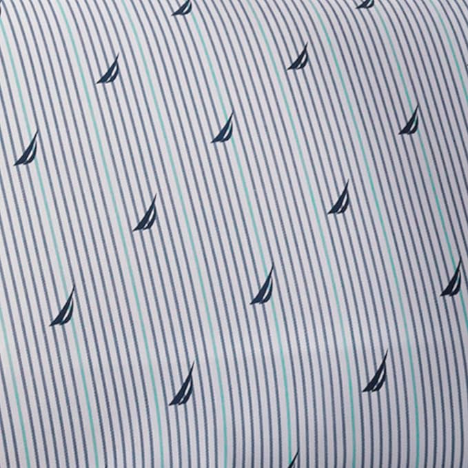 Nautica - Twin Size Sheet Set, Crisp & Tailored Cooling Sheets with a Smooth Cotton Percale Lightweight Feel - Bed Sheets with Matching Pillowcase & Fitted Sheet (Audley Stripe Blue)