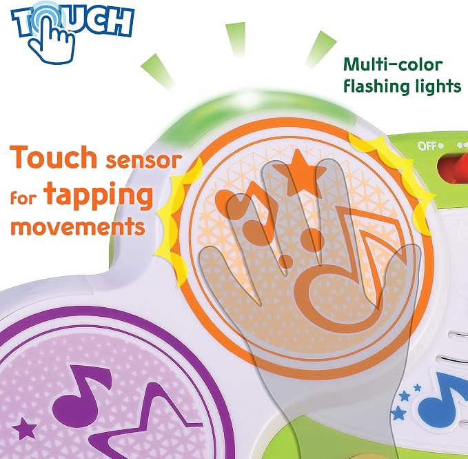HAP-P-KID Magic Touch Drum, Toddler Light Up Music Bongos Toy, Infant Touch Sensor Musical Instrument Baby Drum, Birthday for 9 12 18 24 Month, 1 2 3 Year Old Boys Girls