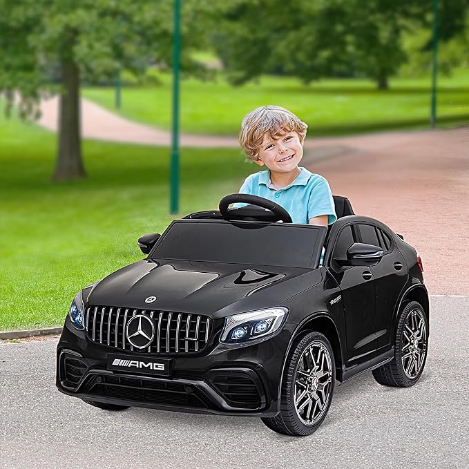Aosom 12V Toddler Ride On Car with Remote Control, Mercedes Benz AMG GLC63S Coupe, Electric Car with 2 Speed, MP3 Player, Light, Horn, Songs, Suspension, Black