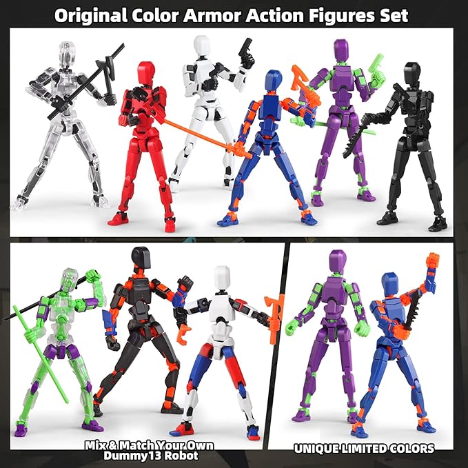 13 Action Figure Set, 6PCS T-Robot 13 Action Figure Titan 13 3D Printed Toys Articulated, for Modeling Enthusiasts Etc Birthday Gifts & Children's Day Gift for Kids 5-8 Years Old（Assembly Required）