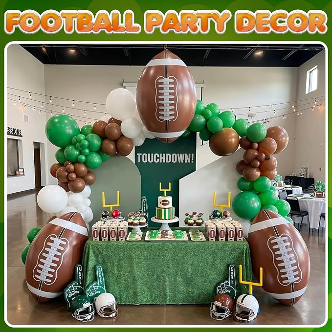 24-Inch Giant Beach Balls - (3-Pack) Inflatable Football Beach Balls - Extra Large Blow-Up Pool Balls for Kids, Summer Pool Toys, Football Party Decorations & Sports Theme Decorations