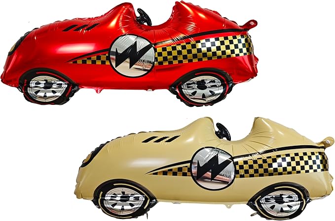 2PCS Race Car Tire Foil Balloon Standing Red Yellow Traffic Race Balloon | For Traffic Jam Race Themed Birthday Baby Shower Party Decorations Supplies