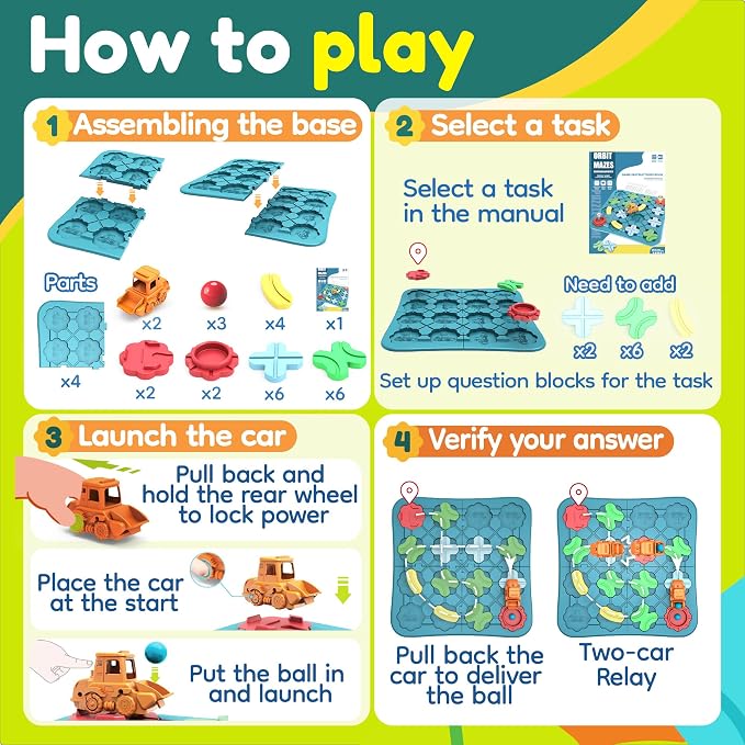 Kids Toys STEM Board Games - Logical Road Builder Brain Teasers Puzzles for 3 4 5 6 7 Year Old Boys Girls, Educational Montessori Birthday Gifts for Ages 4-8 Preschool Classroom Learning (32 PCS)
