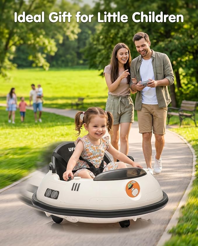 Garvee 12V Kids Ride On Bumper Car with Parental Remote Control, 360° Spin Electric Toddler Bumping Car, LED Lights, Safety Belt & Music, Ride On Cars for 18 Months+ Toddlers