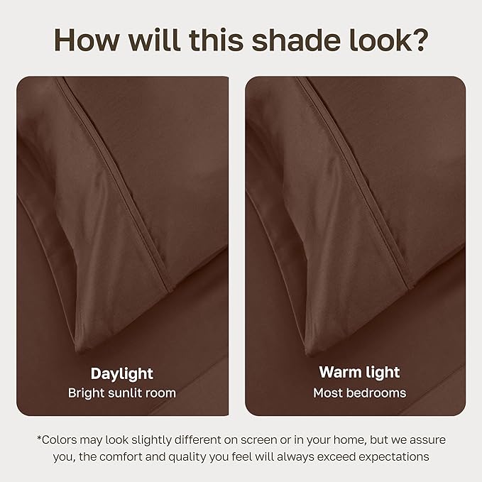 California Design Den Soft 100% Cotton Bed Sheets Twin Size Set, 400 Thread Count Good Housekeeping Award Winner, Silky Smooth Sateen Weave, Durable Twin Bed Sheet Set - Espresso Chocolate Brown