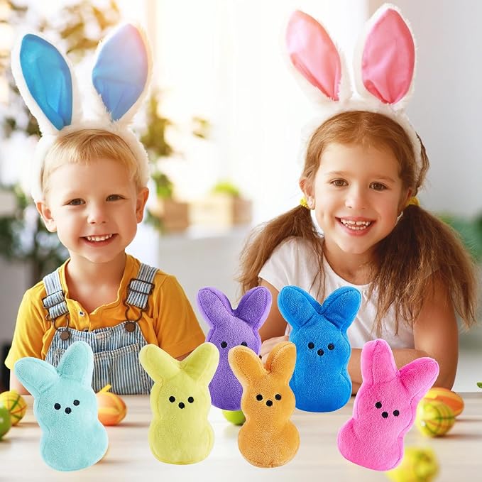 16PCS Easter Stuffed Bunny Plush Toys,Easter Bunny Bulk Stuffed Animals Plushie for Kids Boys Girls Toddler,Easter Basket Stuffers Egg Fillers