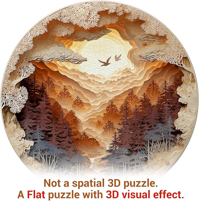 1000 Piece Puzzle for Adults - 3D Cave Forest Jigsaw Puzzles Paper-Cutting Art - Brain Teaser Adult Puzzles -Impossible Hard Difficult Challenging Puzzle- Christmas Birthday Gifts for Women/Men