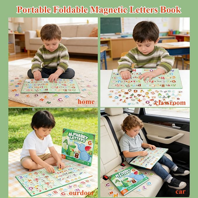 Upgrade Magnetic Letters Book for Kids, 78 PCS Magnetic Alphabet Letters, Uppercase & Lowercase ABC Magnets for Toddlers 1-3 Learning, Preschool Classroom Must Haves