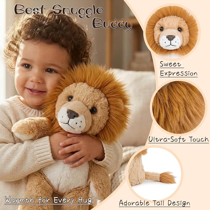 Stuffed Animal Plush Toy Soft Plushie Cuddly Lion Cute Plush Toy for Kids Toddlers Boys Girls Birthday Christmas Nursery Decor Party Favors