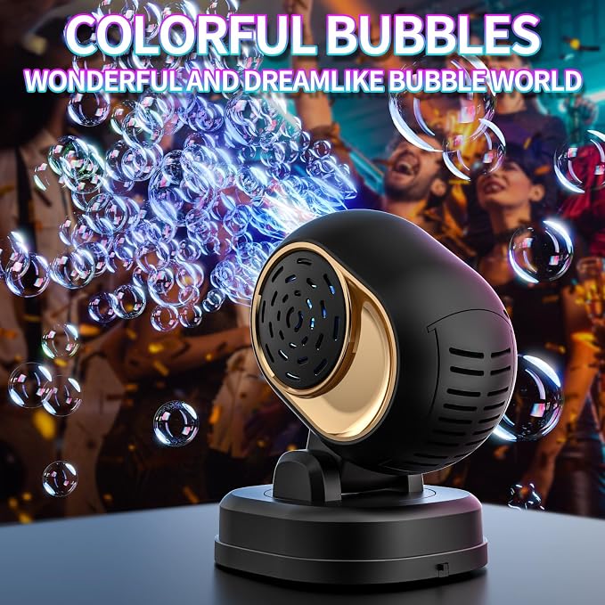 BOMOCO Bubble Machine Battery Operated Durable Bubble Blower Machine Automatic Bubble Machines for Kids Toddlers Parties Wedding Birthday Summer Outdoor Indoor Beach Christmas Favors, Black