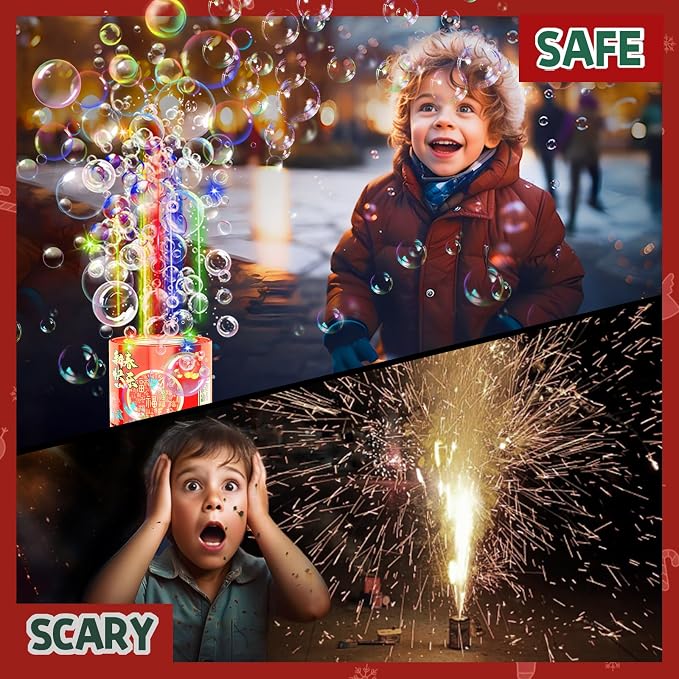 Bubble Machine (2PCS, 13 Holes) with LED Lights, Automatic Bubble Blower Toys, Portable Bubbles Maker for Wedding Christmas Chinese New Years Party Decorations, Kids Birthday Gifts, Balloons Banner