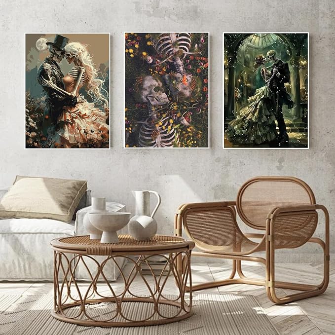 Fairyland JinWenn Paint by Numbers for Adults and Kids Beginner, 3 Pack Skull Painting by Number Kits On Canvas Number Artist Paint by Number Kit DIY Oil Acrylic Paints Home Wall Decor Gift 12x16 inch