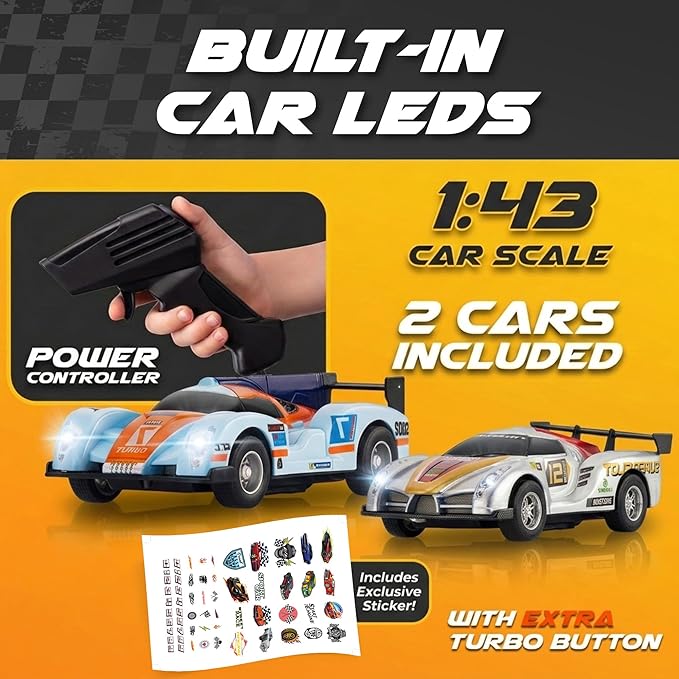 Slot Car Race Track Sets, Slot Cars - Electric Race Car Track Set, 2 High Speed Race Tracks for Kids Ages 4-8, Gifts Toys for Boys and Girls
