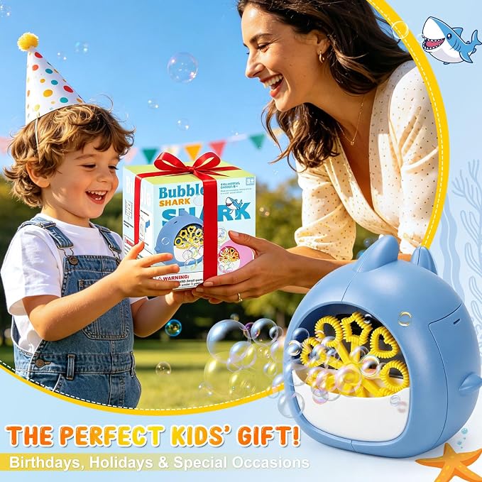 JONEG Bubble Machine Toys for Kids 3-8 Years Old - Bubble Blower Maker with Solutions, Outdoor Toy, Birthday Gift for 3 4 5 6 7 8 Year Old Girls Boys Toddlers