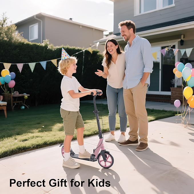 Scooter for Kids 8-12, Teens & Adults, Foldable, Lightweight, Kick Scooter with Hand Brake & Foot Brake, Widen Deck, 4 Adjustable Levels, Max Load 240 LBS