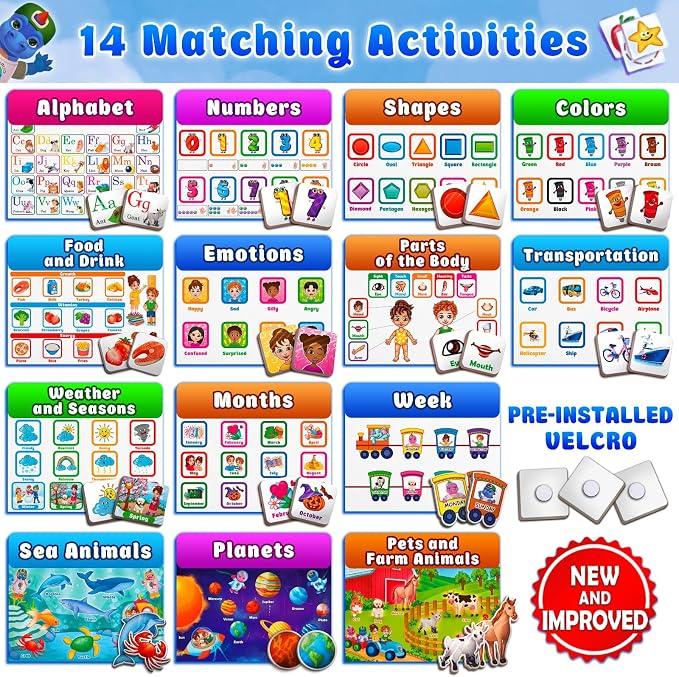 Curious 2 Learn Busy Book for Toddlers 3-5 – Montessori Preschool Learning Activities, Velcro Sensory Toy, Travel Toys Airplane Car, 28 Activities with Carry Bag & Markers – Pre-K Gift Boys Girls