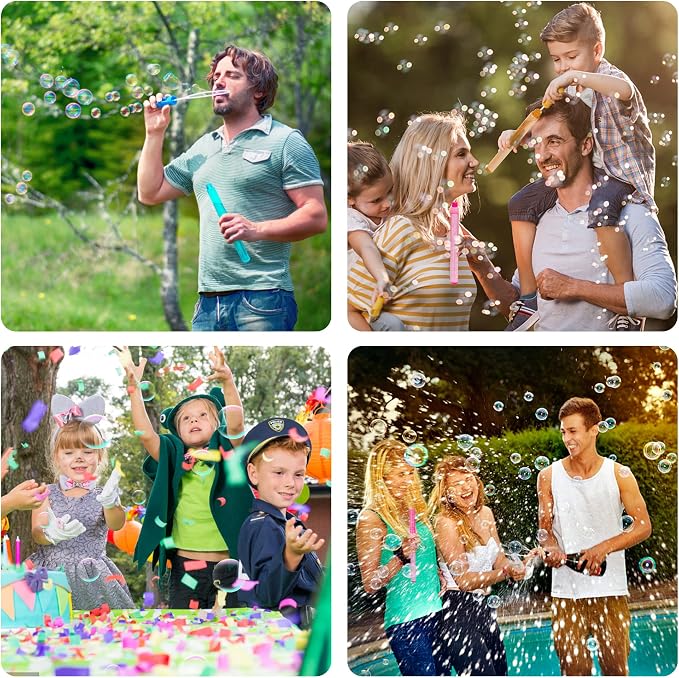 Inscraft 30 Pack 14’’ Big Bubble Wands, 8 Colors Bulk for Summer Toy, Outdoor / Indoor Activity Use, Easter, Birthday, Graduation, Shower, Bubbles Party Favors Supplies for Kids Toddlers