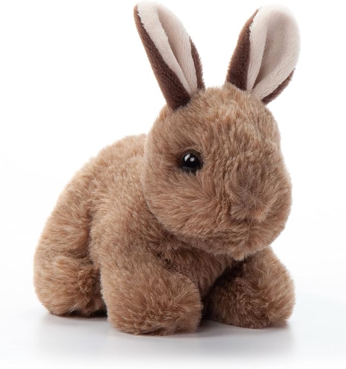 The Petting Zoo Rabbit Stuffed Animal Plushie, Gifts for Kids, Wild Onez Babiez Wildlife Animals, Brown Bunny Plush Toy 6 inches
