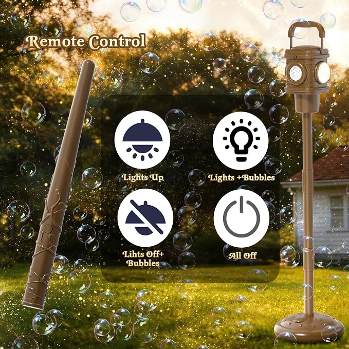 Automatic Bubble Machine for Kids & Toddlers 1-3, Remote Control LED Street lamp Bubble Toy for Indoor House Outdoor Play, Summer Water Toys for Toddler Baby Boy Girl Birthday Party Gifts