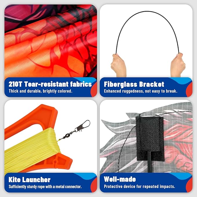 SGftre Complete Kite with Handle, Line & Accessories,Easy to Fly for Kids & Adults, Perfect for Beach, Park, Family Outdoor Activities