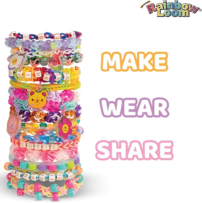 Rainbow Loom: 6,000 Bands Mighty Rainbow Case with 2 Mighty Looms, 6 Cute-tique Charms & 50 Beads – DIY Bracelet & Jewelry Making Kit for Kids 7+