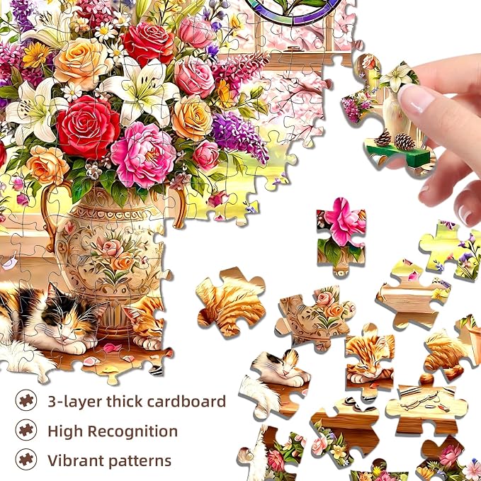 Cozy Floral Retreat Puzzles for Adults 1000 Pieces,Challenging Jigsaw Puzzles for Adults,Difficult Impossible Puzzle for Family Game Night,Puzzle with Letters on Back,Recycled Paper Jigsaw Puzzle